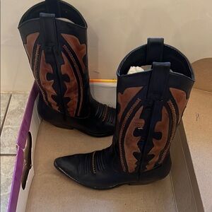 Black and brown cowboy boots